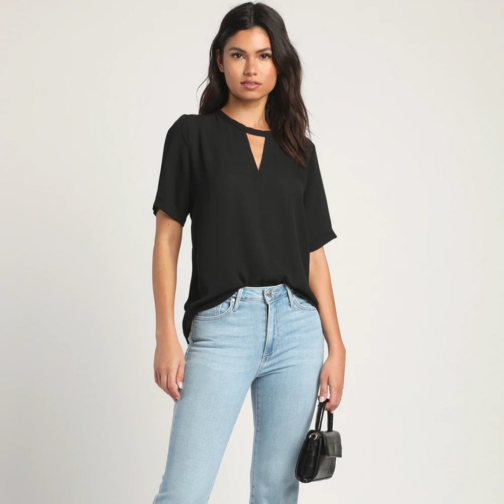Simply Sophisticated Black Cutout Top